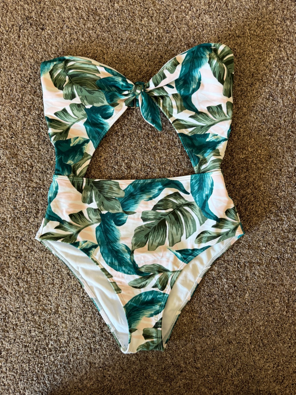 Women’s Green Tropical Leaf Swim One-Piece